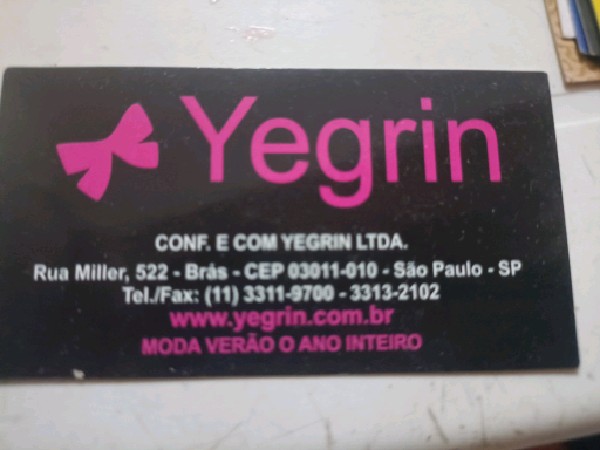 Yegrin CONF. E COM YEGRIN LTDA.